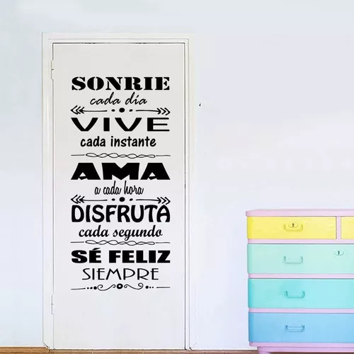 Vinilos Decorativos Vinilo Para Pared Frases Letras Sonrie