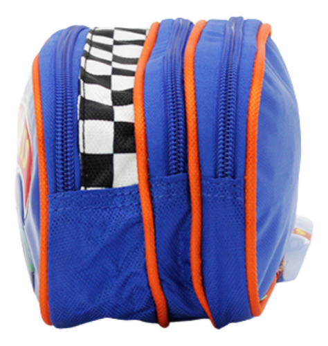 Lapicera Estuchera Escolar Triple Compartimento Turbo Racer Azul Lisa