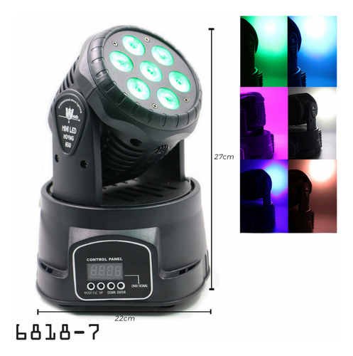 Mini Moving Head Light 7 Leds Rgbw Wash 100w Dmx Iluminação