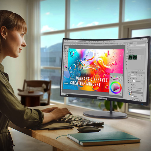 Monitor Curvo Led 27 75hz Hdmi Vga Altavoces Integrados Sin
