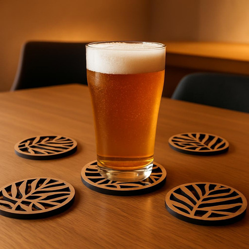Apoyavaso Posavaso Deco Moderno Decoracion De Mesa Mdf Wit Posa Vaso Hojas Hojas Palmera