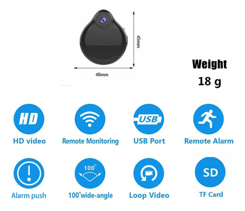 Mini Cámara Espía H13b Wifi Hd 1080p Negro