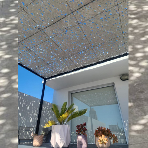 Media Sombra Camuflaje 4,50 X 4 M Con Kit Techo Pergola Deco Gris Topo