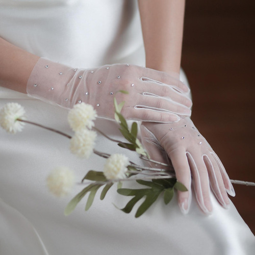 Guantes De Vestir De Novia Blancos A La Moda, Hasta La
