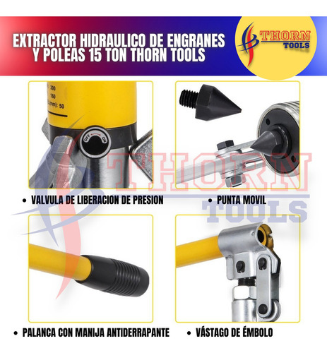 Extractor Hidraulico De Engranes Y Poleas 15 Ton Thorn Tools