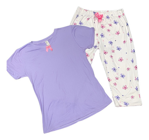 Hermosa Pijama En Capri Para Mujer, Duerme Cómoda Y Fresca  