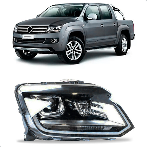 Farol Elétrico Vw Amarok 2017 A 2023 Led Com Motor