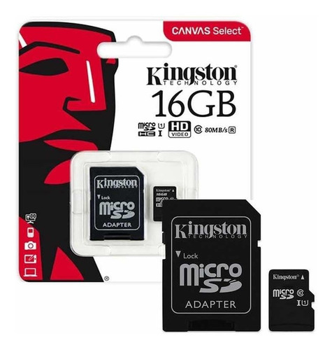 Memoria Micro Sd+adaptador Original 100% 16 Gb Kingston