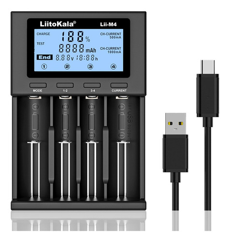 Cargador Inteligente Liitokala Lii-m4 Cuadruple 18650 Usb-c