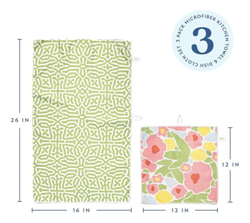 Juego De 3 Toallas Y Paños De Cocina Absorbentes