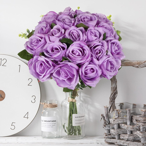 20 Unidades De Rosas Artificiales Con Tallos Largos - Flores
