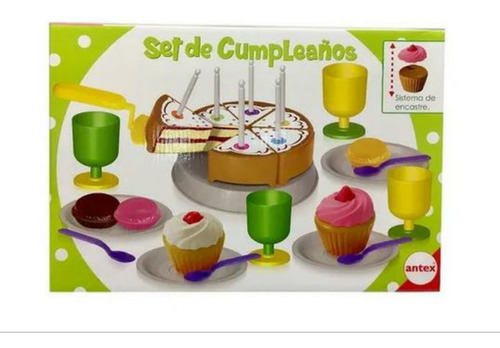 Set Cumpleaños Con Torta Y Accesorios Encastre Antex 1163