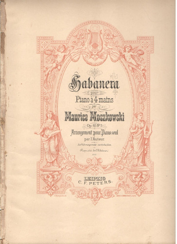 Partitura Original De La Obra Habanera Pour Piano Moszkowski