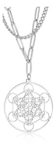 Dije Cubo De Metatrón Símbolo De Geometría Sagrada Plateado