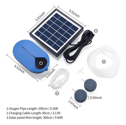 . Lazhu Fish Solar Acuario Oxigenador Bomba 1.5w