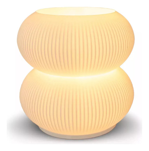 Lampara Velador Mesa Nordico Impresion 3d Luz Calida Esferas Blanco Blanco