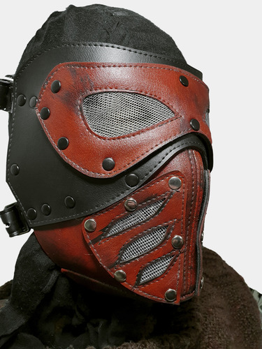 Máscara Diesel Punk Eco Cuero Techno Roja Pintada Rg Cuellos Rojo Cyber Red
