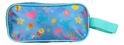 Lapicera Escolar Stitch Disney Triple Cierre Color Azul Celeste Stitch Aloha