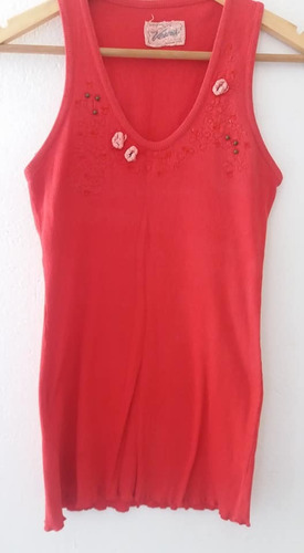 Musculosa Morley Roja Con Apliques De Flores Talle 2
