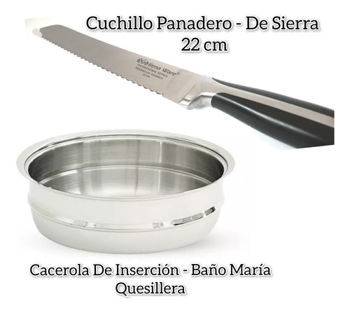 Baño María / Quesillera + Cuchillo Panadero 22 Cm Rena Ware 