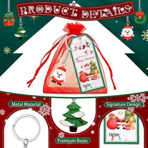 Kit Regalos Navideños 72 Piezas, Llaveros, Etiquetas, Bolsas