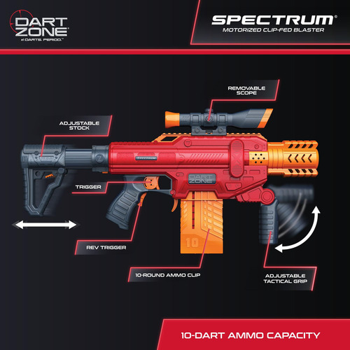 Dart Blaster Dart Zone Spectrum Motorizado Con Clip Y Dardos