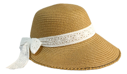Sombrero De Ala Ancha Para Mujer Playa Verano Sol Con Moño