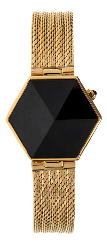 Relógio Digital Feminino Chilli Beans Hexagonal Dourado Hexa Cor Da Correia Dourada