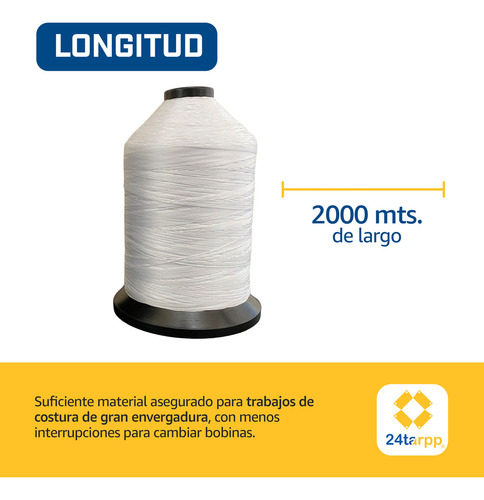 Kit 2 Hilo Para Malla Sombra Lona Aditivos Rayos Uv 4000 Mts Color Negro y blanco