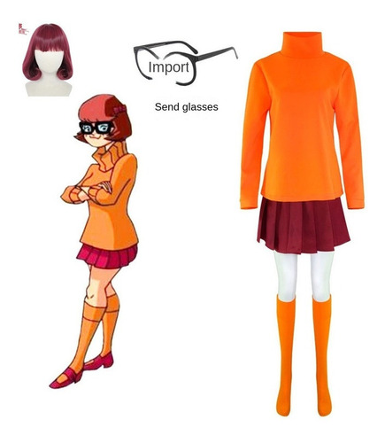 Cosplay De Halloween De Scooby-doo Velma, Incluye Peluca