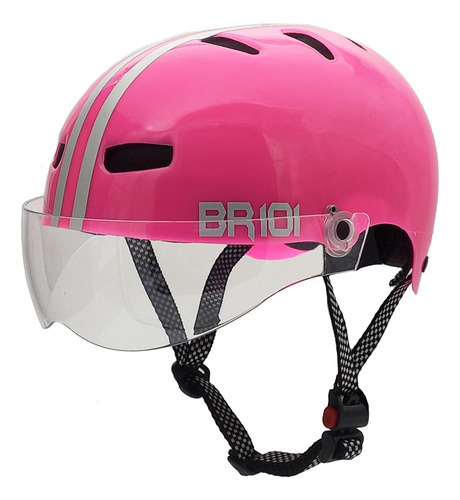 Capacete Br 101 Urbano Profissional Rosa Vision Cristal M