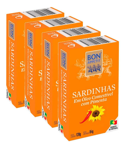 Sardinha Portuguesa Bon Appetit Em Óleo Picante 120g (4 Und)