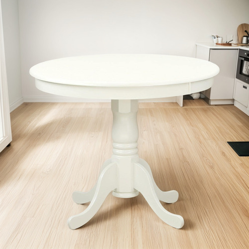 Mesa De Comedor Blanca Con Superficie Y Patas De Madera Maci