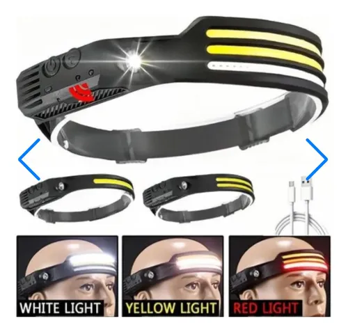 Lámpara De Cabeza Led Cob Recargable Con Sensor 10 Modos