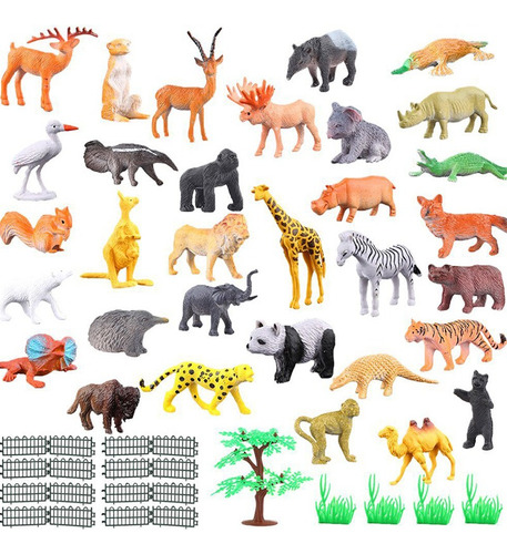 Juego De Muñecos De Plástico De Animales De La Selva, 53 Pzs