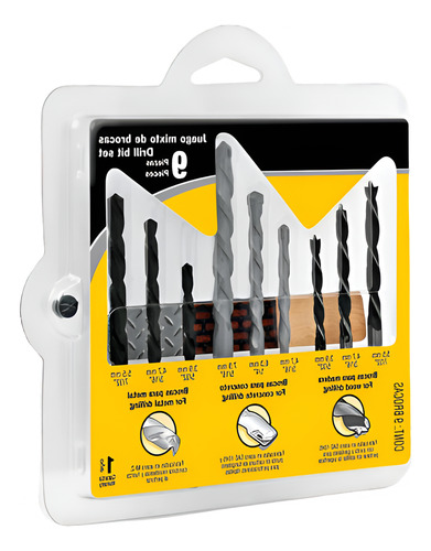 Brocas Para Taladro Rotomartillo Estuche De Herramientas 9pz