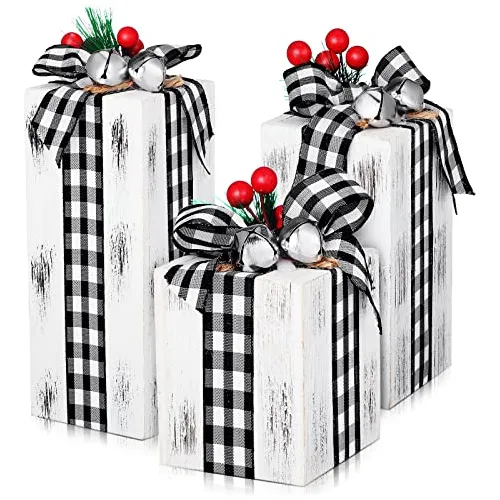 comprar Adorno Navidad Para Mesa Regalos Madera Rústica 3 Tamaños