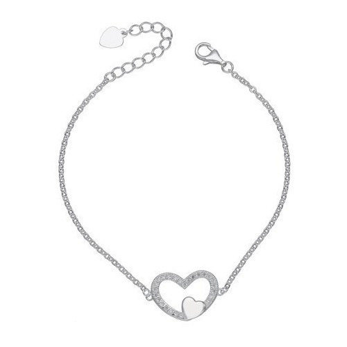 Pulsera Plata 925 Corazón + Circón - Adcesorios