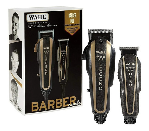 Máquina Cortapelo Wahl Barber Combo Legend Y Trimmer Hero Profesional Uso Rudo Barbería Y Estéticas Color Negro