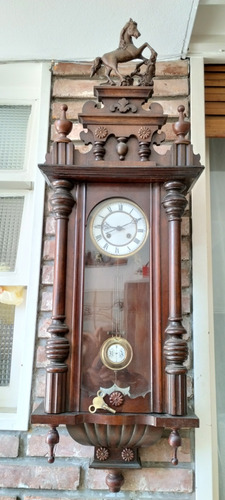 Antiguo Reloj De Pared Alemán Con Sonería, Gran Diseño 