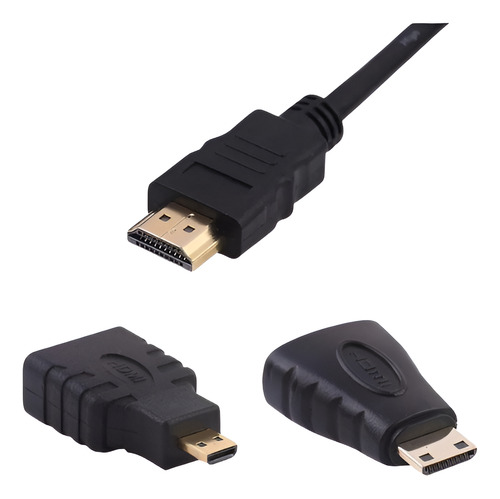 Cable Hdtv Con Adaptadores Micro Hdtv Y Mini Hdtv 3 En 1