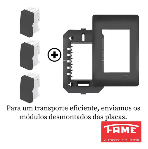 13un Modulo Tomada Interruptor Placa Habitat Black Fame K45