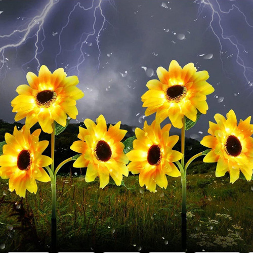 Mz Paquete De 2 Luces Solares Con Forma De Girasol, Led,
