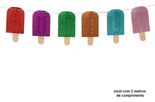 Varal Bandeirinhas Picolés Enfeite Para Decoração Pool Party