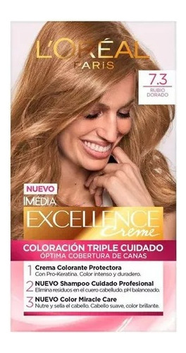 Tintura Loréal Paris  Excellence Permanente 7.3 Rubio Dorado