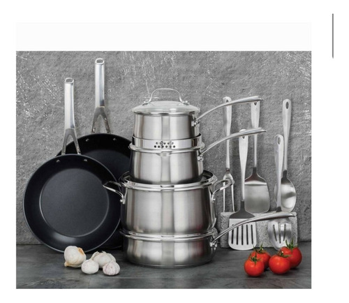 Batería De Cocina Member's Mark Con 15 Pzas Acero Inoxidable Color Gris