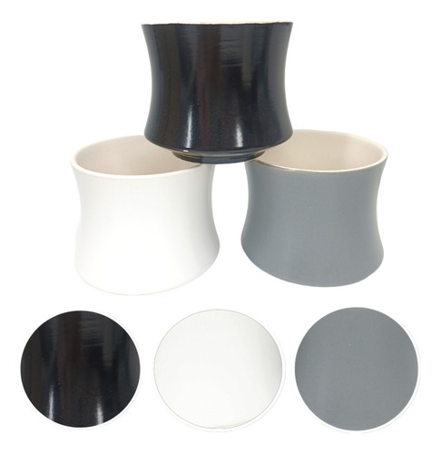 Macetero Curvado De Ceramica, Pack De 3 Color Variados Liso