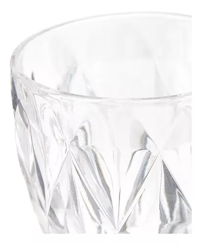 Set 6 Copas Vidrio Retro Talladas Relieve Diamante De Diseño