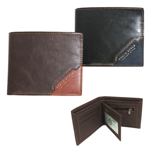 Billetera Hombre Corner Premium Bordada Con Solapa