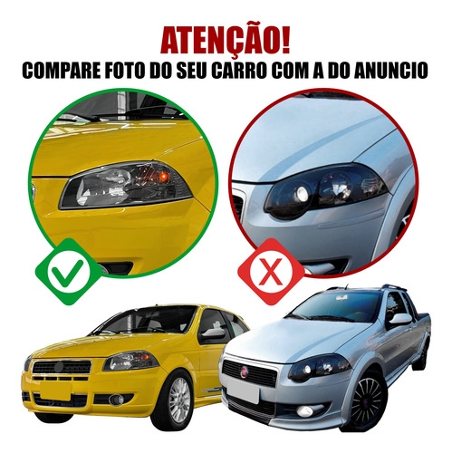 Par Farol Principal + Lâmpada Fiat Siena G4 09 10 À 15 Preto